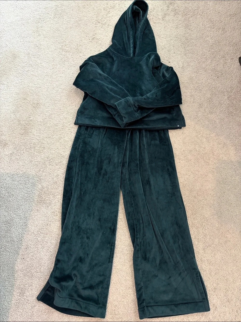 Athleta Kids Wide-Leg Corduroy Hoodie Set in Deep Teal